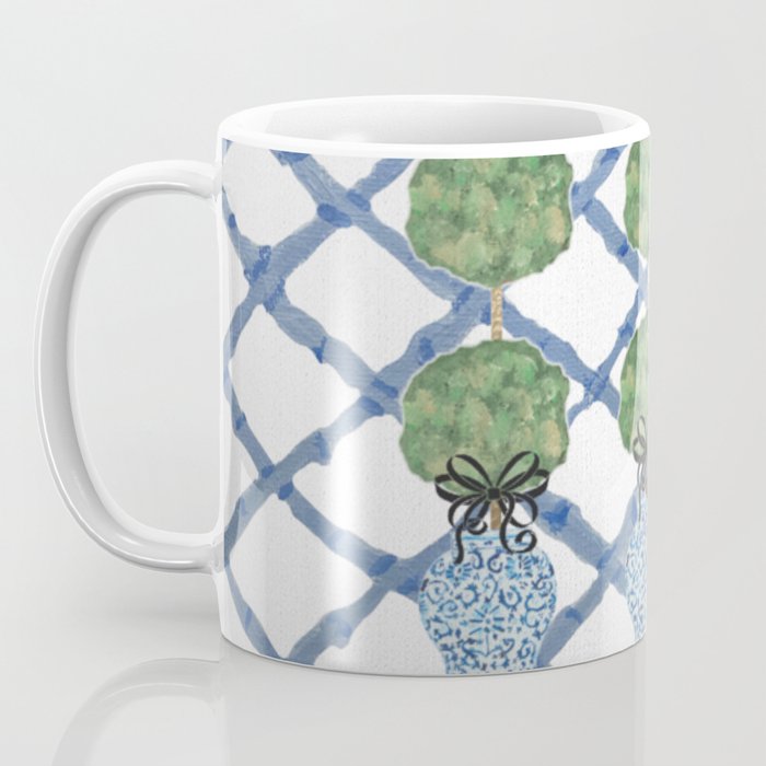 Hand Painted Bamboo Trellis Chinoiserie Ginger Jar  Coffee Mug Gallery Image 3