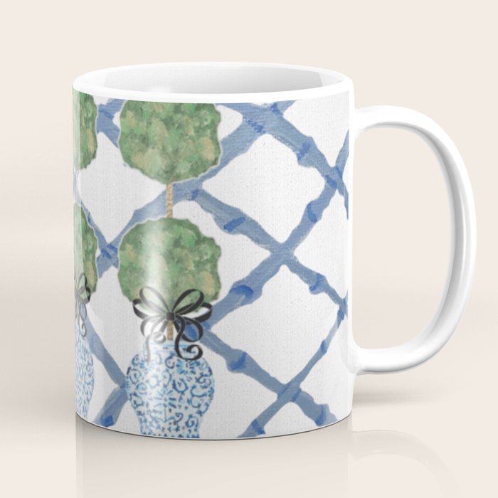 Hand Painted Bamboo Trellis Chinoiserie Ginger Jar  Coffee Mug Gallery Image 1