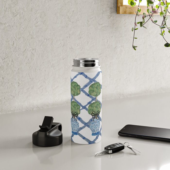 Hand Painted Bamboo Trellis Chinoiserie Ginger Jar  Water Bottle Gallery Image 4