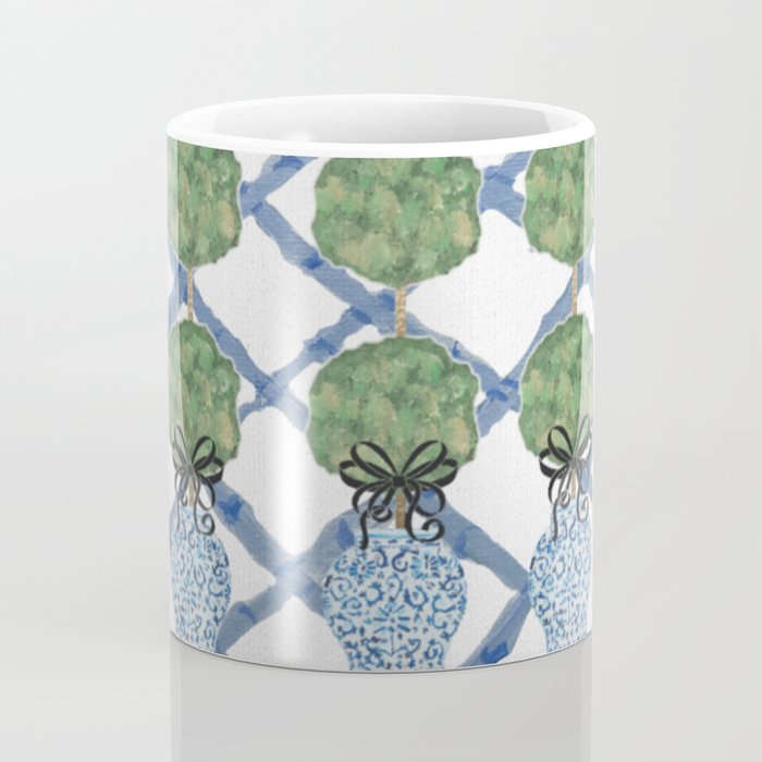 Hand Painted Bamboo Trellis Chinoiserie Ginger Jar  Coffee Mug Gallery Image 4