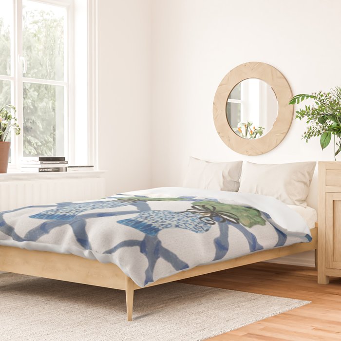 Hand Painted Bamboo Trellis Chinoiserie Ginger Jar  Duvet Cover Gallery Image 2