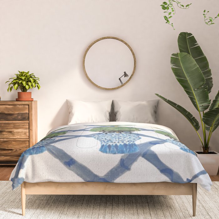 Hand Painted Bamboo Trellis Chinoiserie Ginger Jar  Comforter Gallery Image 3