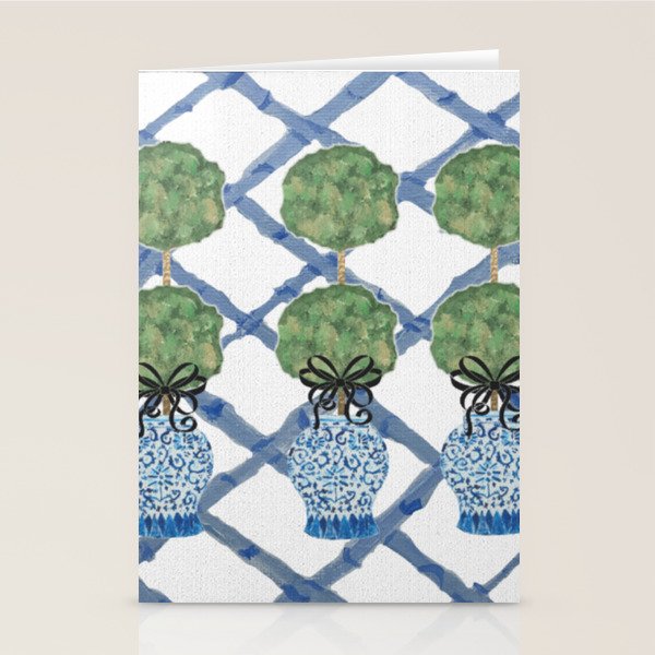 Hand Painted Bamboo Trellis Chinoiserie Ginger Jar  Stationery Card Gallery Image 2