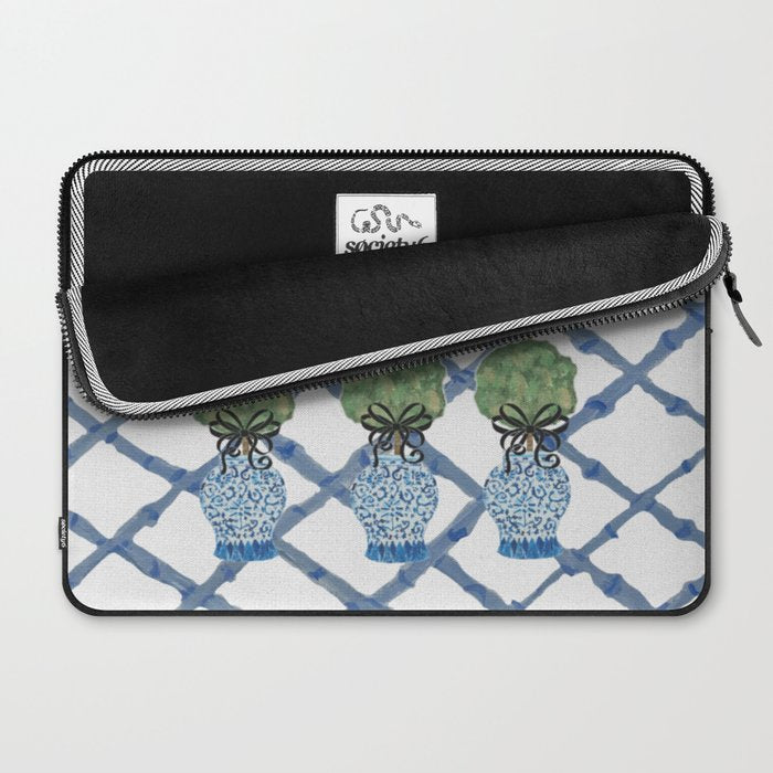 Hand Painted Bamboo Trellis Chinoiserie Ginger Jar  Laptop Sleeve Gallery Image 2