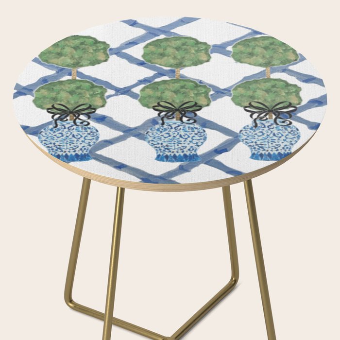 Hand Painted Bamboo Trellis Chinoiserie Ginger Jar  Side Table Gallery Image 2