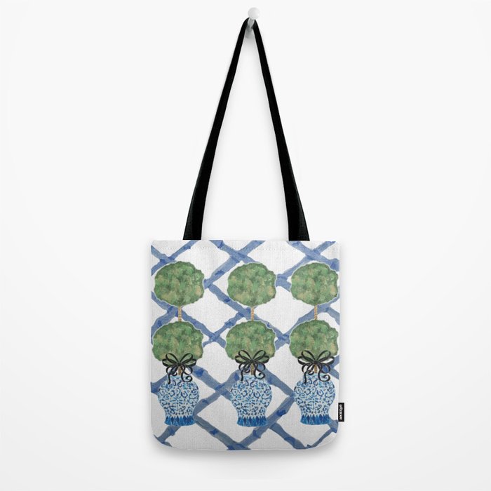 Hand Painted Bamboo Trellis Chinoiserie Ginger Jar  Tote Bag Gallery Image 2