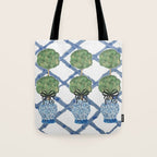 Hand Painted Bamboo Trellis Chinoiserie Ginger Jar  Tote Bag Gallery Image 1