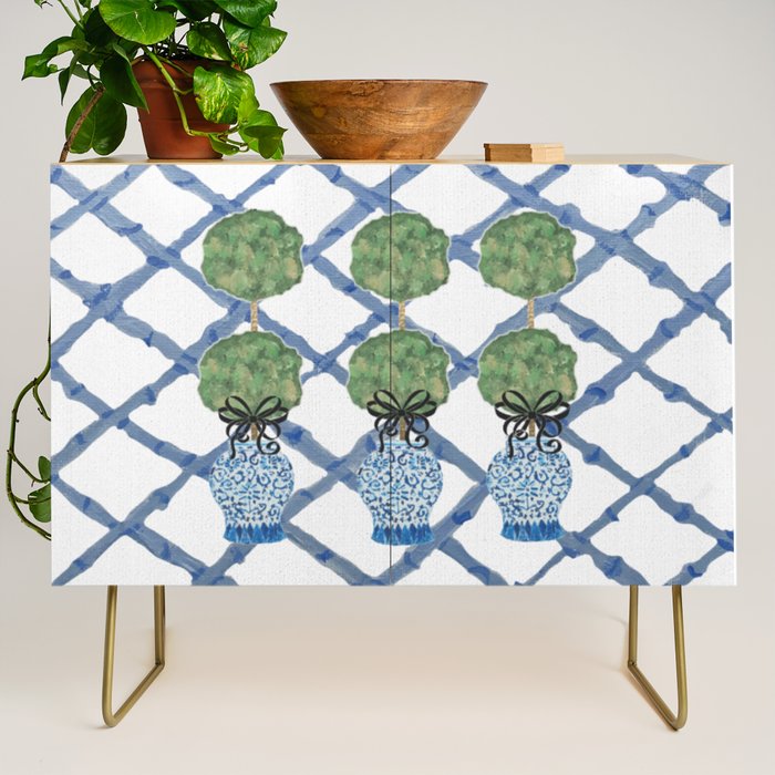 Hand Painted Bamboo Trellis Chinoiserie Ginger Jar  Credenza Gallery Image 1