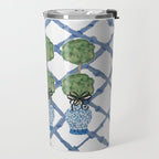 Hand Painted Bamboo Trellis Chinoiserie Ginger Jar  Travel Mug Gallery Image 2