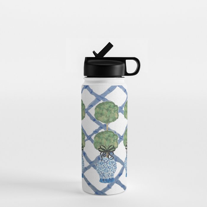 Hand Painted Bamboo Trellis Chinoiserie Ginger Jar  Water Bottle Gallery Image 1