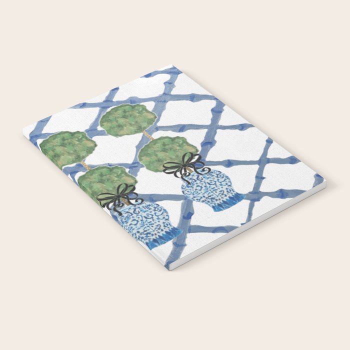 Hand Painted Bamboo Trellis Chinoiserie Ginger Jar  Notebook Gallery Image 2