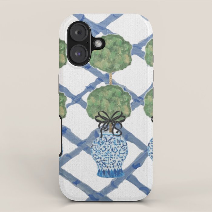 Hand Painted Bamboo Trellis Chinoiserie Ginger Jar  iPhone Case Gallery Image 1