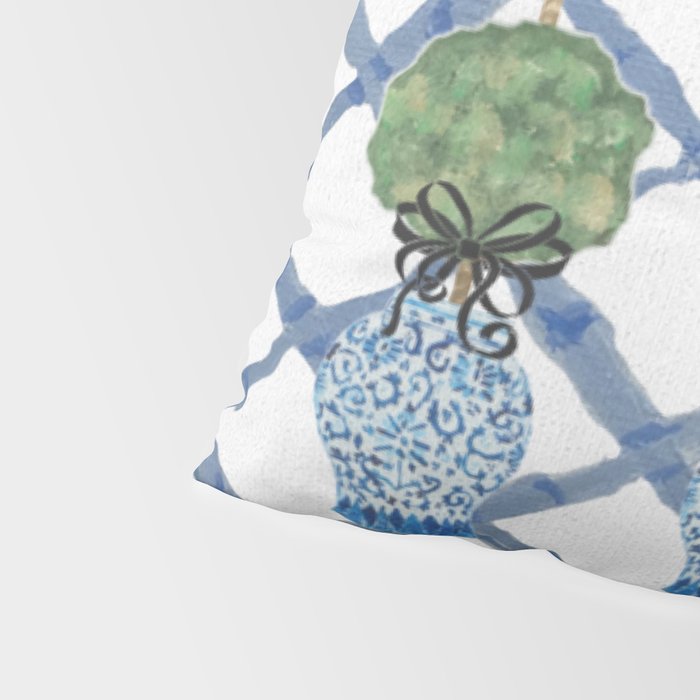Hand Painted Bamboo Trellis Chinoiserie Ginger Jar  Pillow Sham Gallery Image 4