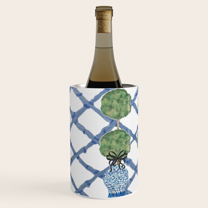 Hand Painted Bamboo Trellis Chinoiserie Ginger Jar  Wine Chiller Gallery Image 2