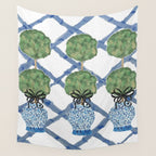 Hand Painted Bamboo Trellis Chinoiserie Ginger Jar  Wall Tapestry Gallery Image 4