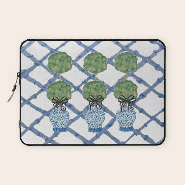 Hand Painted Bamboo Trellis Chinoiserie Ginger Jar  Laptop Sleeve Gallery Image 1