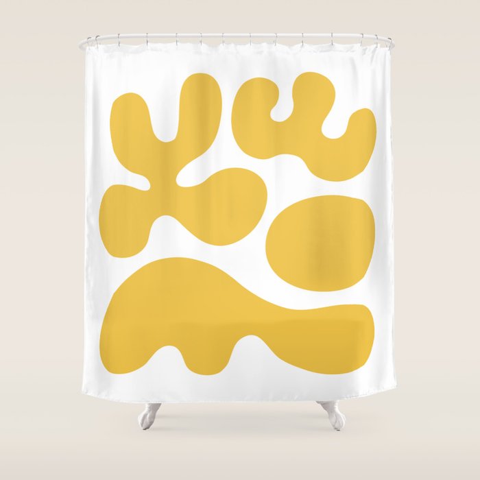 Mid Century Modern Abstract Organic Shapes 337 Yellow Shower Curtain Gallery Image 1