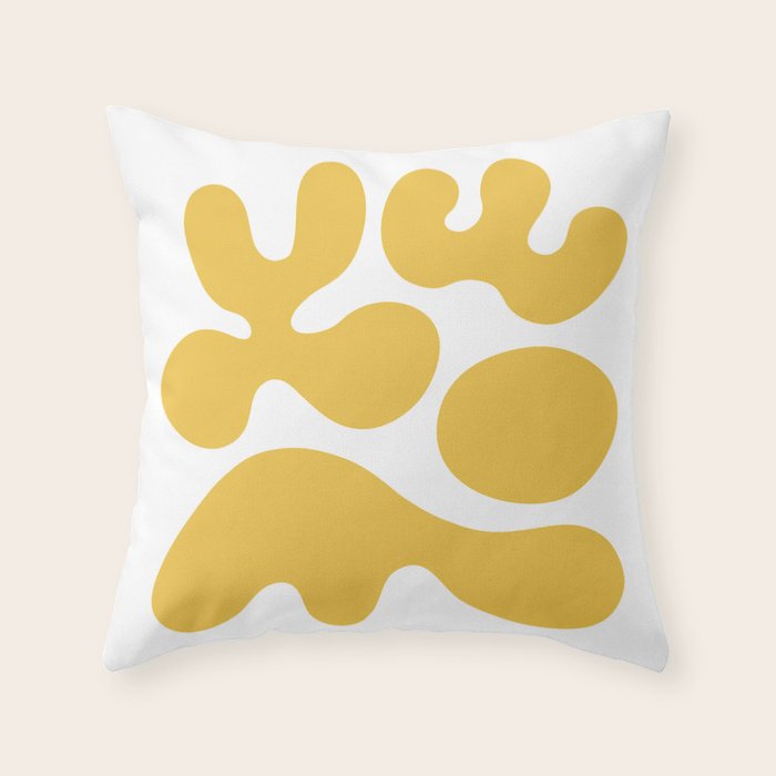 Mid Century Modern Abstract Organic Shapes 337 Yellow Throw Pillow Gallery Image 1