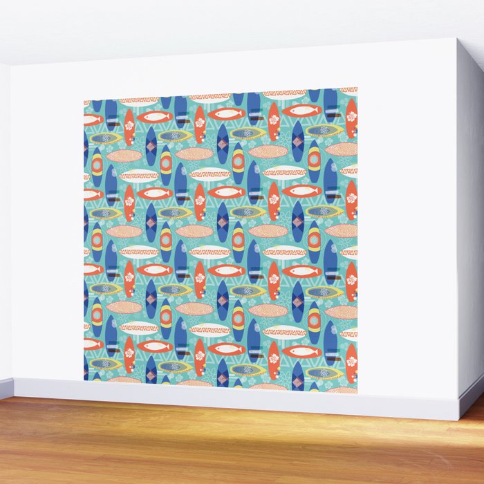 Vintage Surfboards Pattern Wall Mural Gallery Image 2
