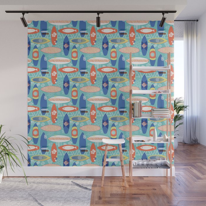 Vintage Surfboards Pattern Wall Mural Gallery Image 1