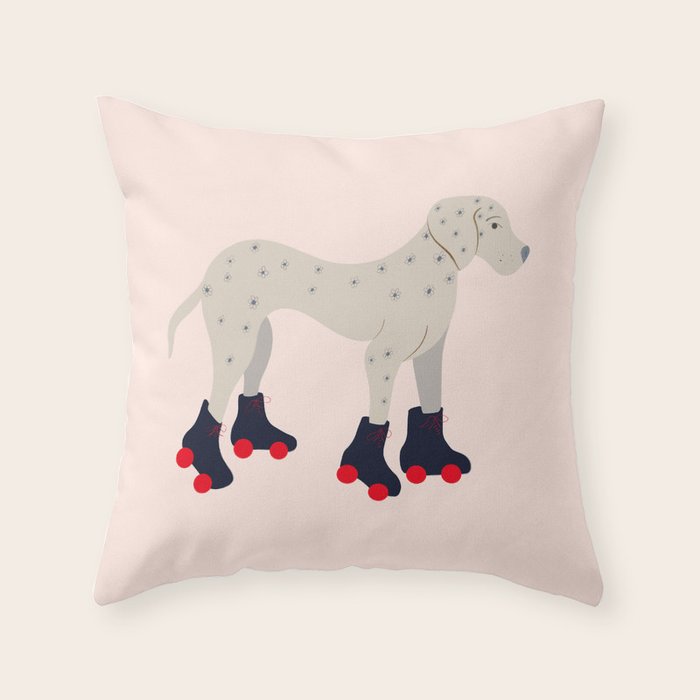 Dog on roller skates  Throw Pillow Gallery Image 6