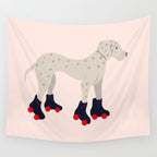 Dog on roller skates  Wall Tapestry Gallery Image 4