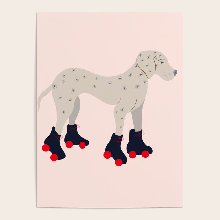 Dog on roller skates  Poster Gallery Image 4