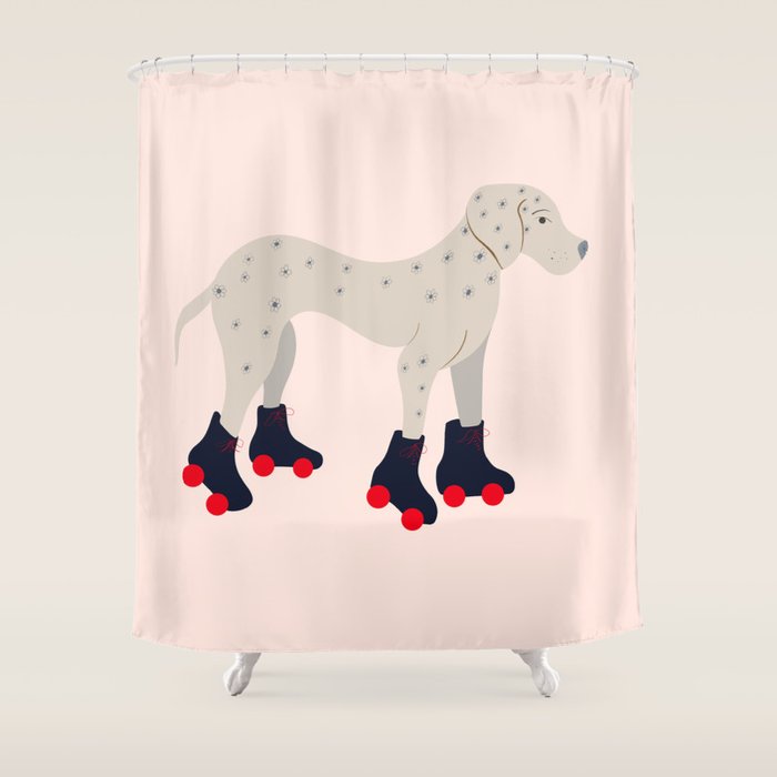 Dog on roller skates  Shower Curtain Gallery Image 1