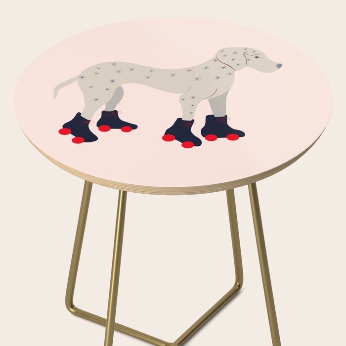 Dog on roller skates  Side Table Gallery Image 2