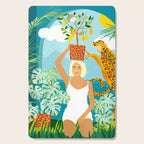 Bring The Jungle Home Illustration, Tropical Cheetah Wild Cat & Woman Painting Cutting Board Gallery Image 1
