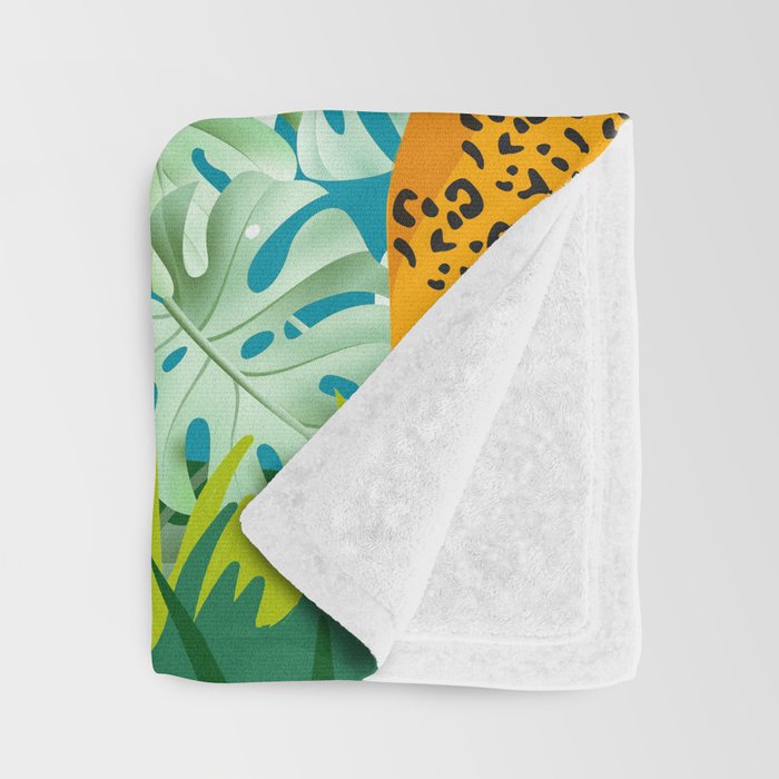 Bring The Jungle Home Illustration, Tropical Cheetah Wild Cat & Woman Painting Throw Blanket Gallery Image 3
