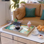 Bring The Jungle Home Illustration, Tropical Cheetah Wild Cat & Woman Painting Serving Tray Gallery Image 2