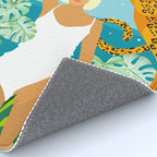 Bring The Jungle Home Illustration, Tropical Cheetah Wild Cat & Woman Painting Rug Gallery Image 4