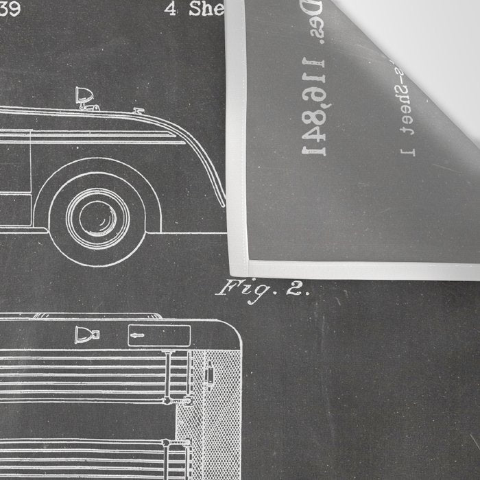 Fire Truck Patent - Fireman Art - Black Chalkboard Wall Tapestry Gallery Image 3
