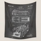 Fire Truck Patent - Fireman Art - Black Chalkboard Wall Tapestry Gallery Image 4
