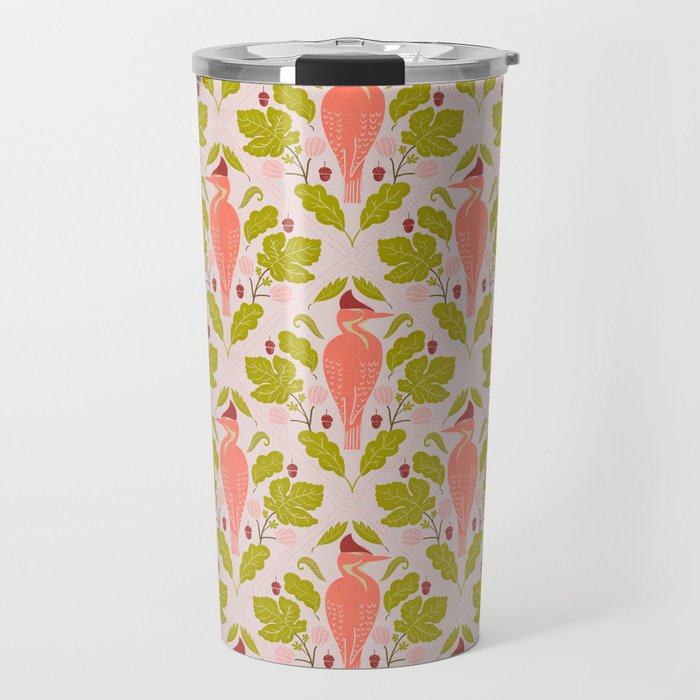Peach And Pink Woodpecker Travel Mug Gallery Image 1