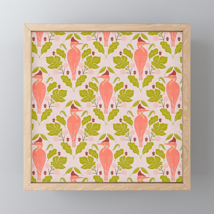 Peach And Pink Woodpecker Mini Art Print Gallery Image 1