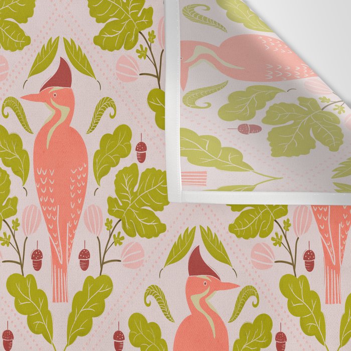 Peach And Pink Woodpecker Wall Tapestry Gallery Image 3