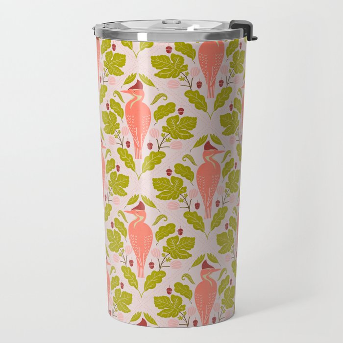 Peach And Pink Woodpecker Travel Mug Gallery Image 2