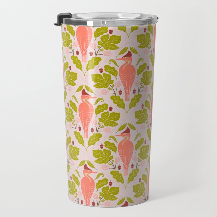 Peach And Pink Woodpecker Travel Mug Gallery Image 3