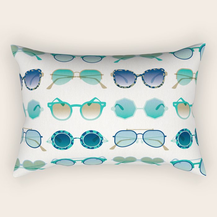 Sunglasses Collection - Turquoise & Navy Palette Rectangular Pillow Gallery Image 2