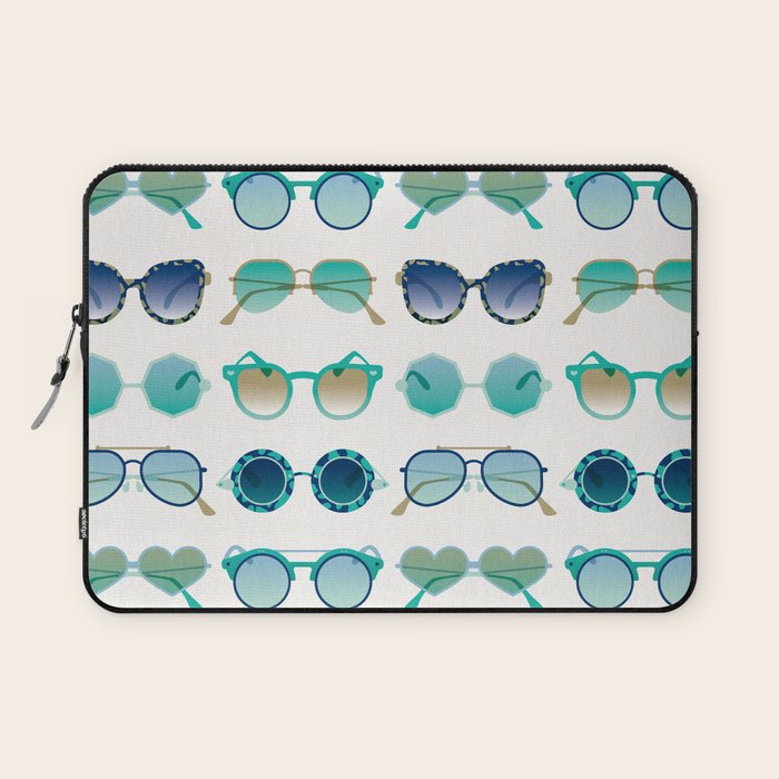 Sunglasses Collection - Turquoise & Navy Palette Laptop Sleeve Gallery Image 1