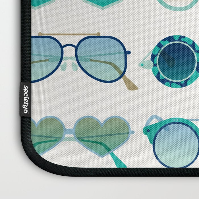 Sunglasses Collection - Turquoise & Navy Palette Laptop Sleeve Gallery Image 3