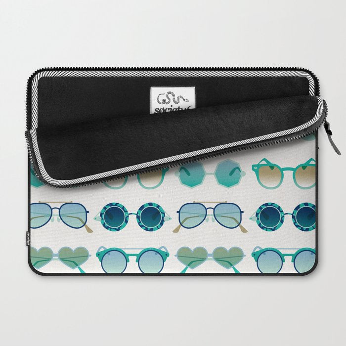 Sunglasses Collection - Turquoise & Navy Palette Laptop Sleeve Gallery Image 2