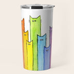Cat Rainbow Watercolor Pattern Travel Mug Gallery Image 1