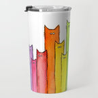 Cat Rainbow Watercolor Pattern Travel Mug Gallery Image 3