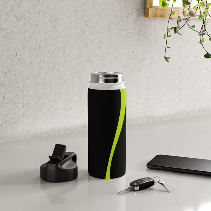 Simple Waves 2 - Lime Green Water Bottle Gallery Image 4