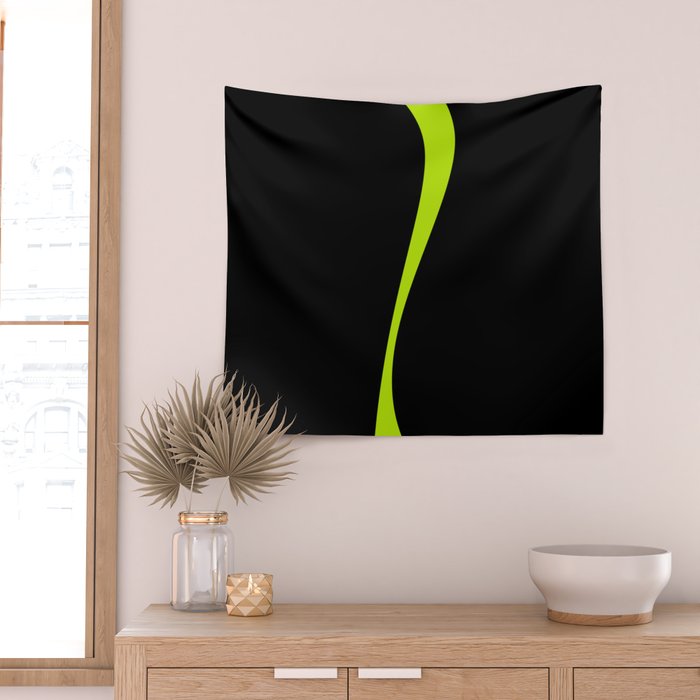 Simple Waves 2 - Lime Green Wall Tapestry Gallery Image 2