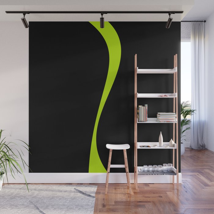 Simple Waves 2 - Lime Green Wall Mural Gallery Image 1