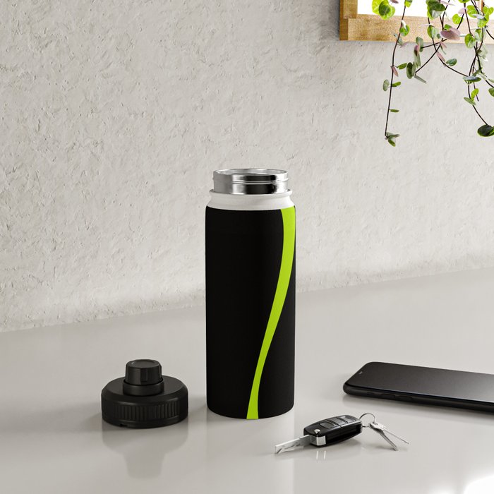 Simple Waves 2 - Lime Green Water Bottle Gallery Image 4